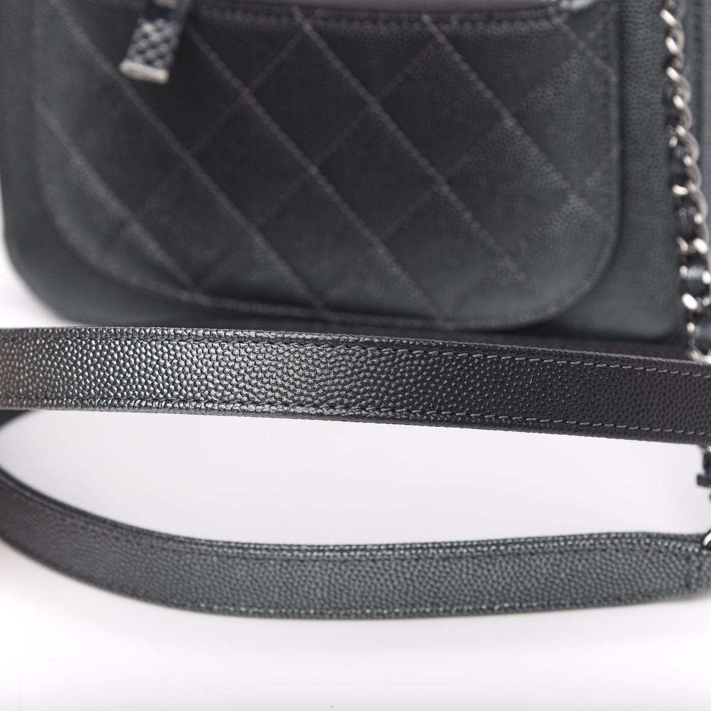 Metallic Caviar Small Coco Curve Vanity Bag Black Ruthenium