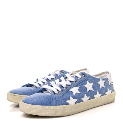 Saint Laurent Denim Calfskin Star Court Sneakers 39 Blue 4 of 9
