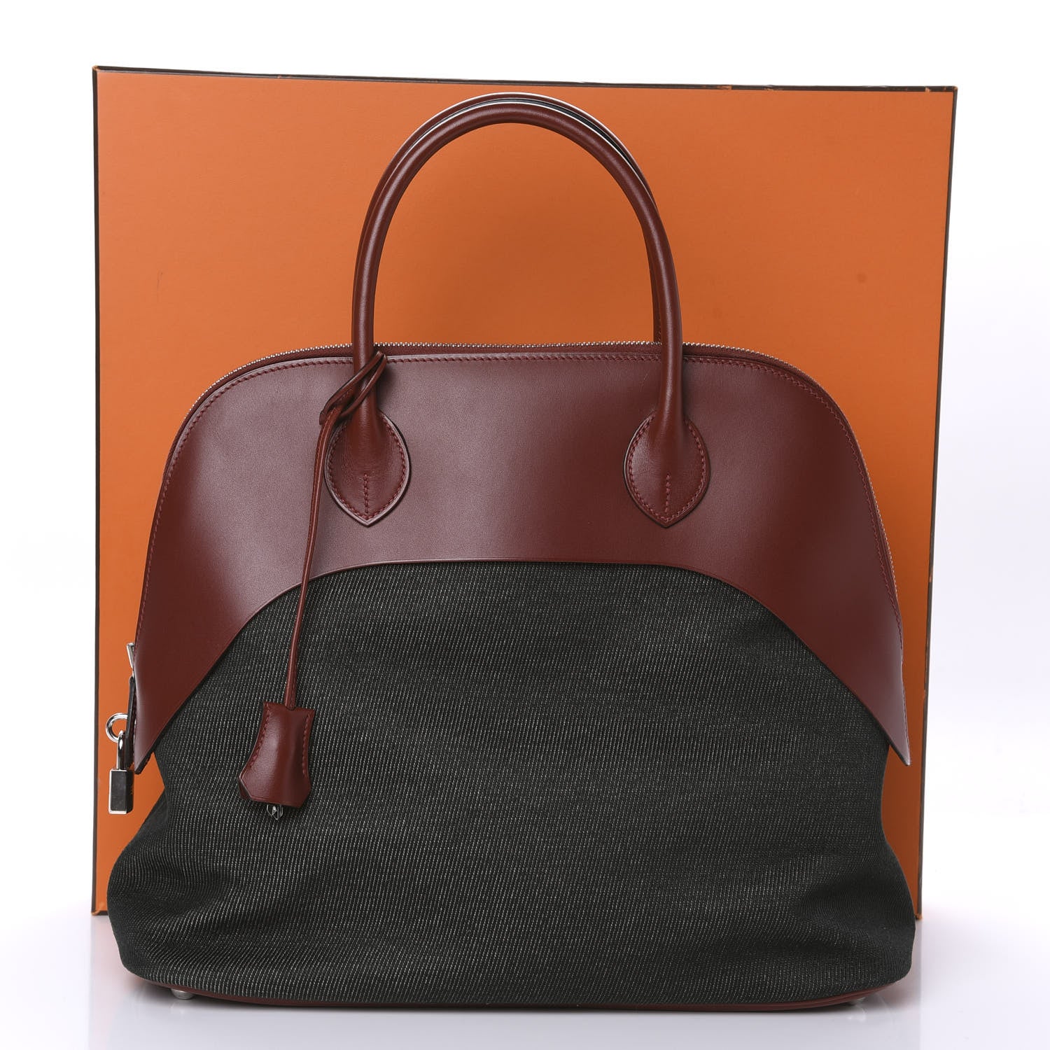Hermes Toile Vache Hunter Paddock Bolide 35 Grey Rouge H 10 of 10