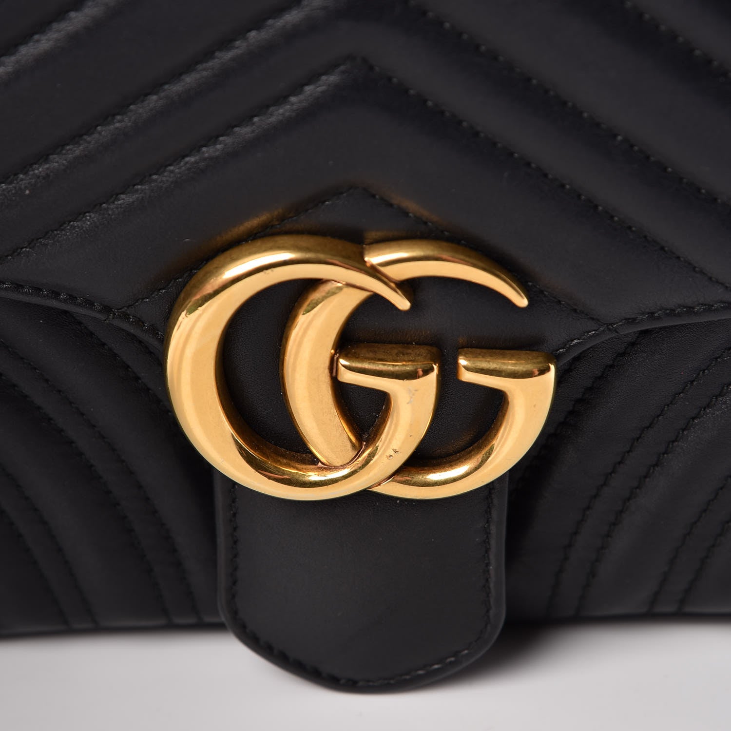 Gucci Calfskin Matelasse Small GG Marmont Shoulder Bag Black 9 of 18