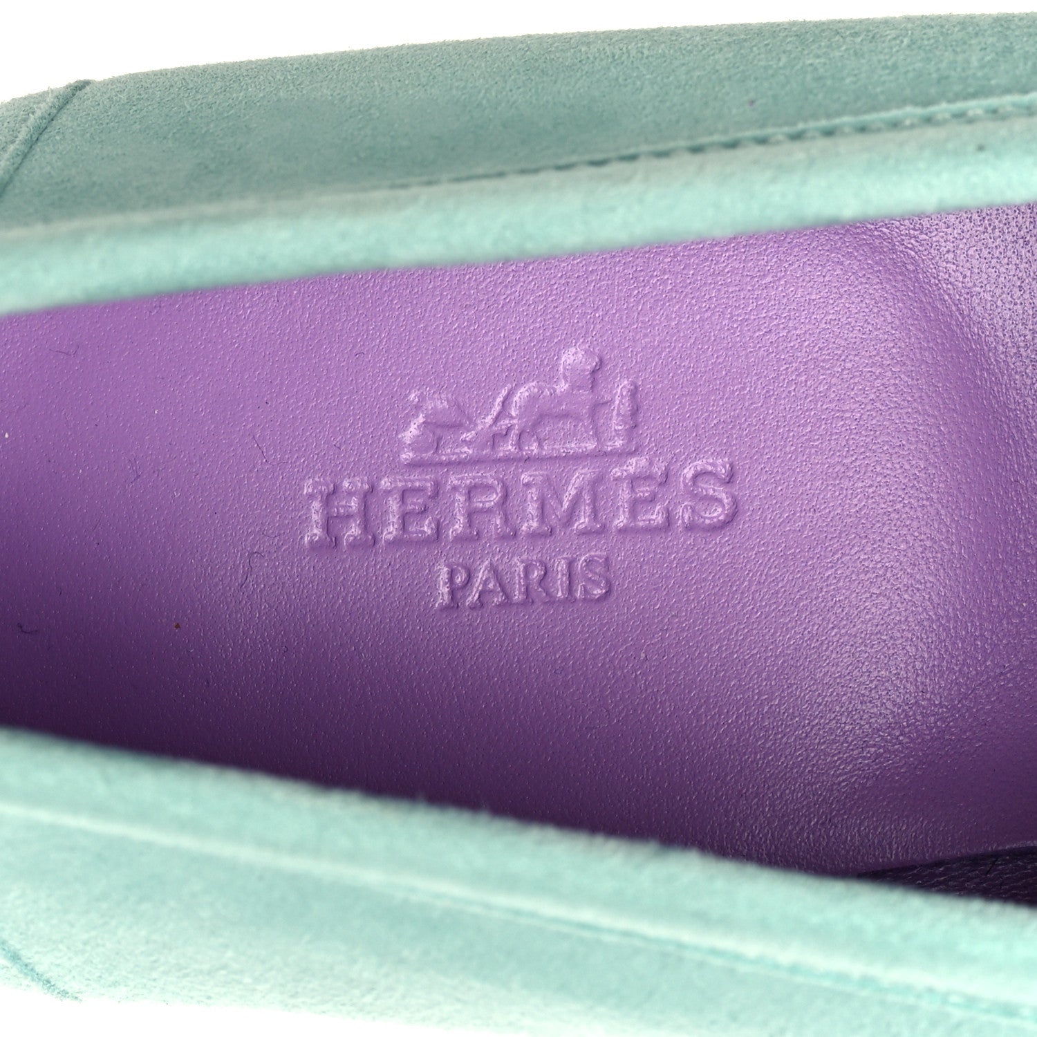 Hermes Suede Goatskin Paris Loafers 37.5 Vert d'eau 7 of 11