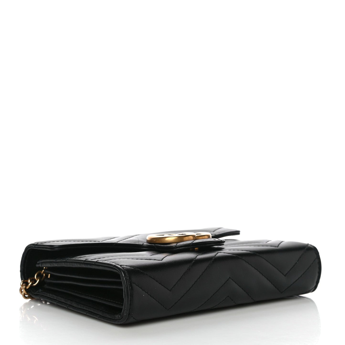 Calfskin Matelasse GG Marmont Chain Wallet Black