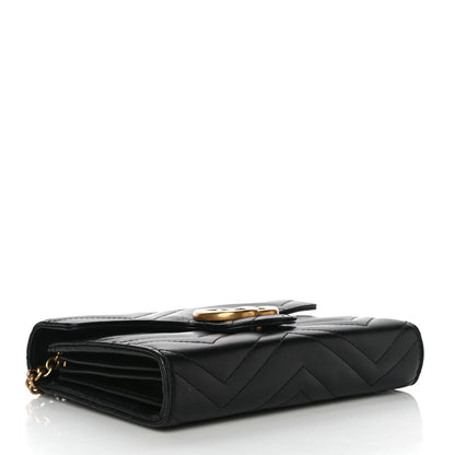 Gucci Calfskin Matelasse GG Marmont Chain Wallet Black 4 of 19