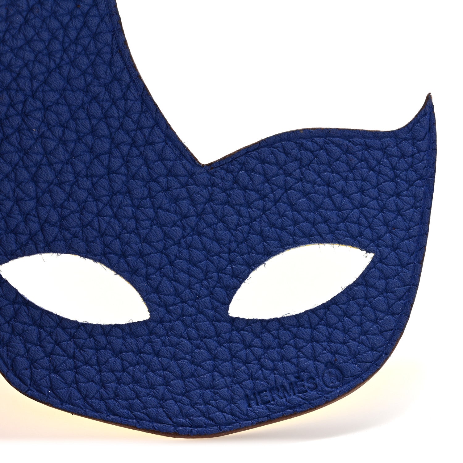 Hermes Togo Epsom Petit H Mask Bag Charm Bleu Electrique Lime 3 of 5