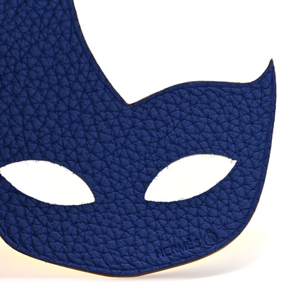 Hermes Togo Epsom Petit H Mask Bag Charm Bleu Electrique Lime 3 of 5