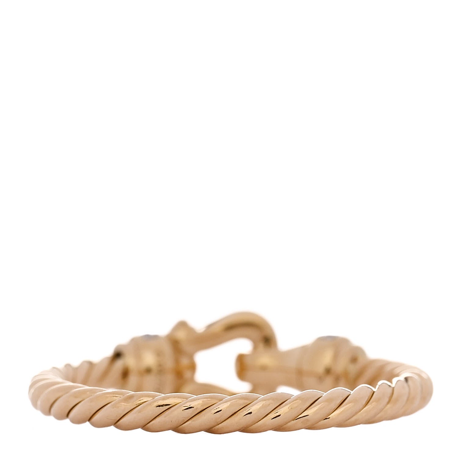 David Yurman 18K Yellow Gold Diamond Petite Buckle Cable Ring 54 7 3 of 4