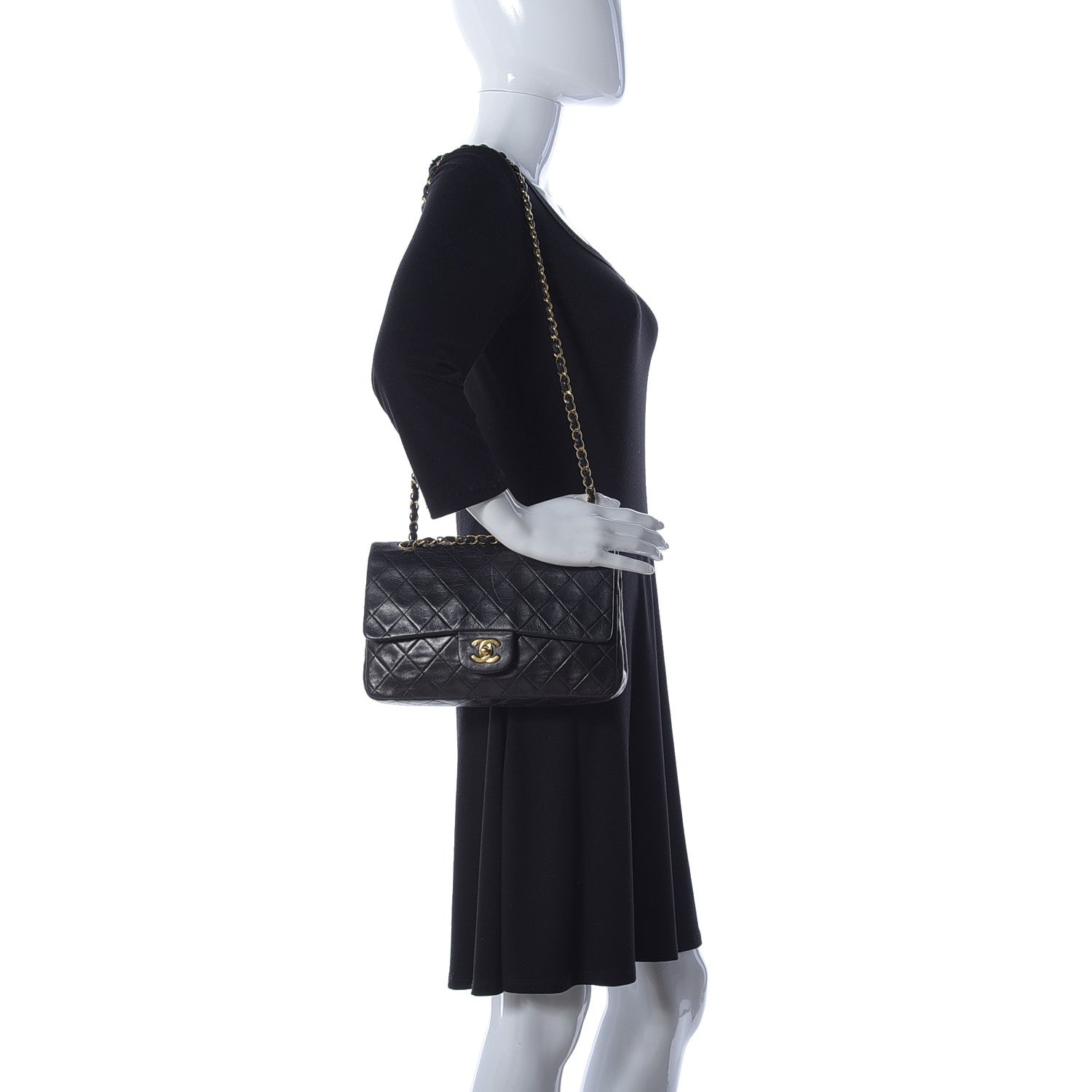 Chanel Lambskin Quilted Medium Double Flap Black 3 of 9