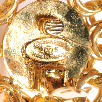 Chanel Pearl Crystal Clip On Earrings Gold 5 of 5