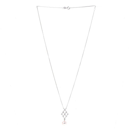 Mikimoto 18K White Gold Diamond Akoya Pearl 8mm Pendant Necklace 3 of 6
