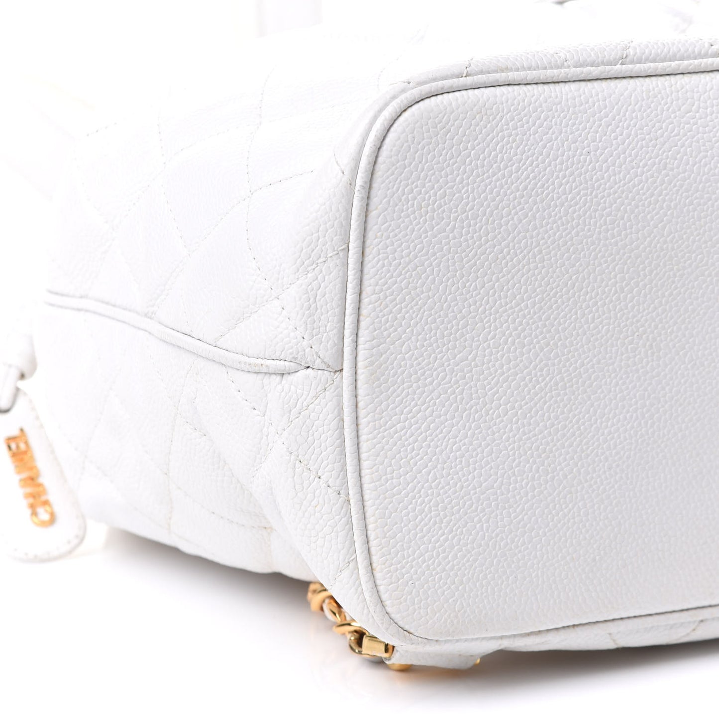 Caviar Quilted Drawstring Backpack White