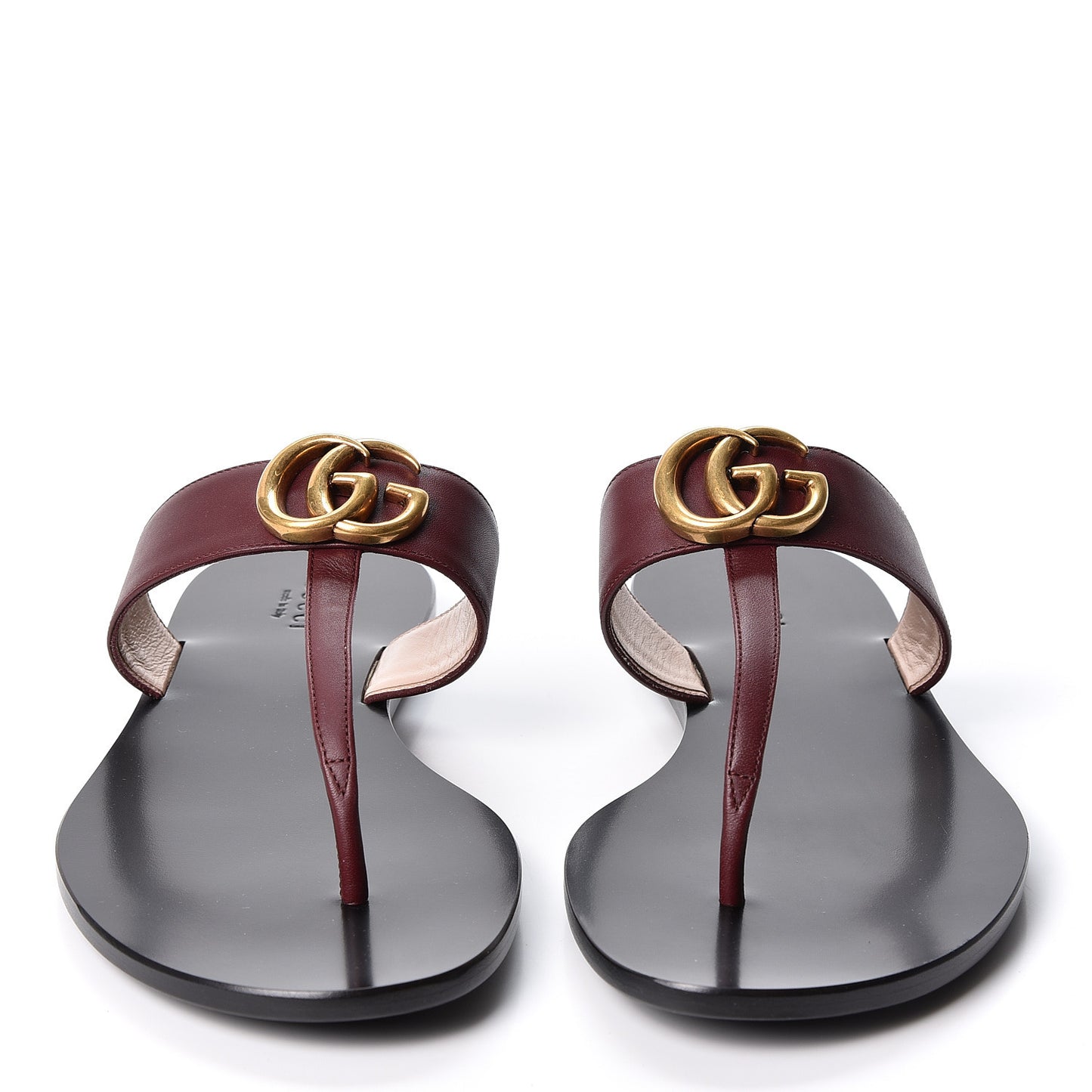 Calfskin GG Marmont Thong Sandals 38.5 Vintage Bordeaux