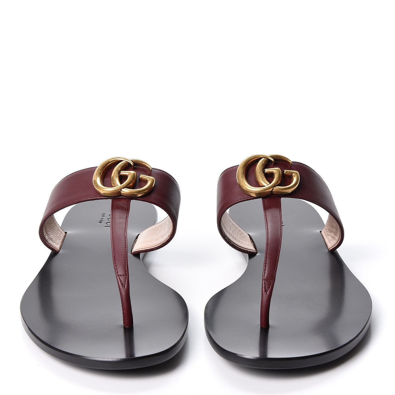Gucci Calfskin GG Marmont Thong Sandals 38.5 Vintage Bordeaux 2 of 9