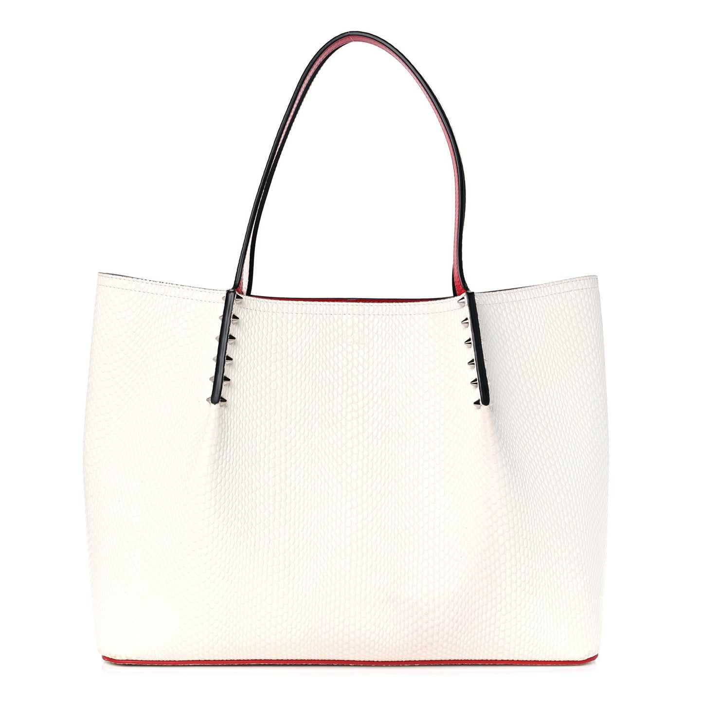 Calfskin Jurassic Embossed Spiked Large Cabarock Shopper Tote White