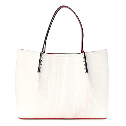 Christian Louboutin Calfskin Jurassic Embossed Spiked Large Cabarock Shopper Tote White 1 of 12
