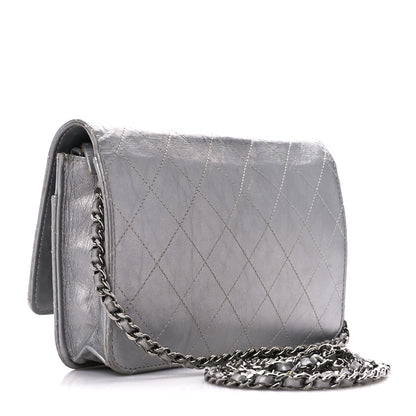 Chanel Metallic Aged Calfskin Quilted Wallet on Chain WOC Silver 3 of 11
