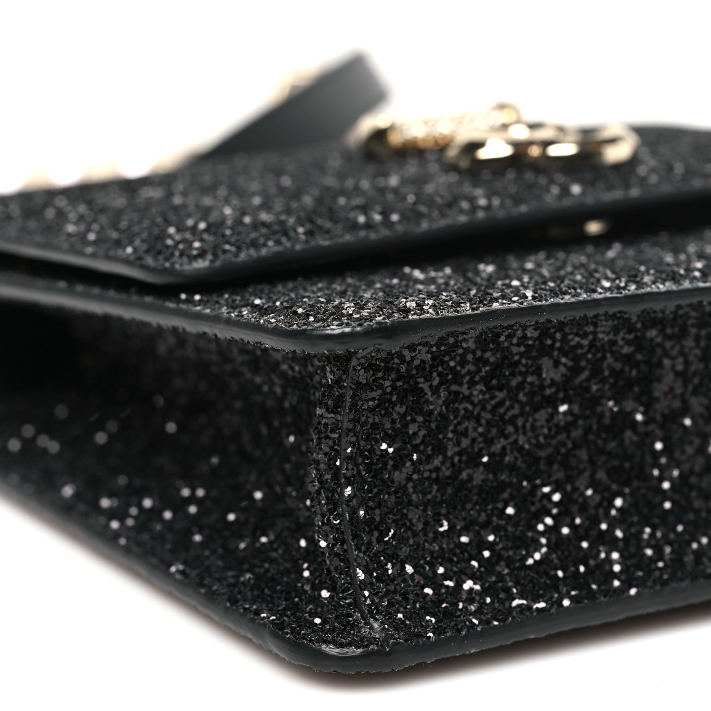 Coarse Glitter Pearl Varenne Shoulder Bag Black