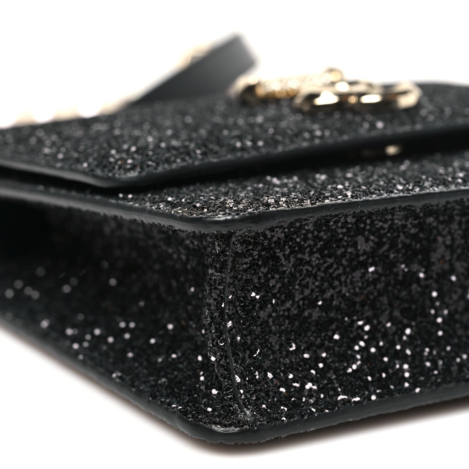 Jimmy Choo Coarse Glitter Pearl Varenne Shoulder Bag Black 8 of 9