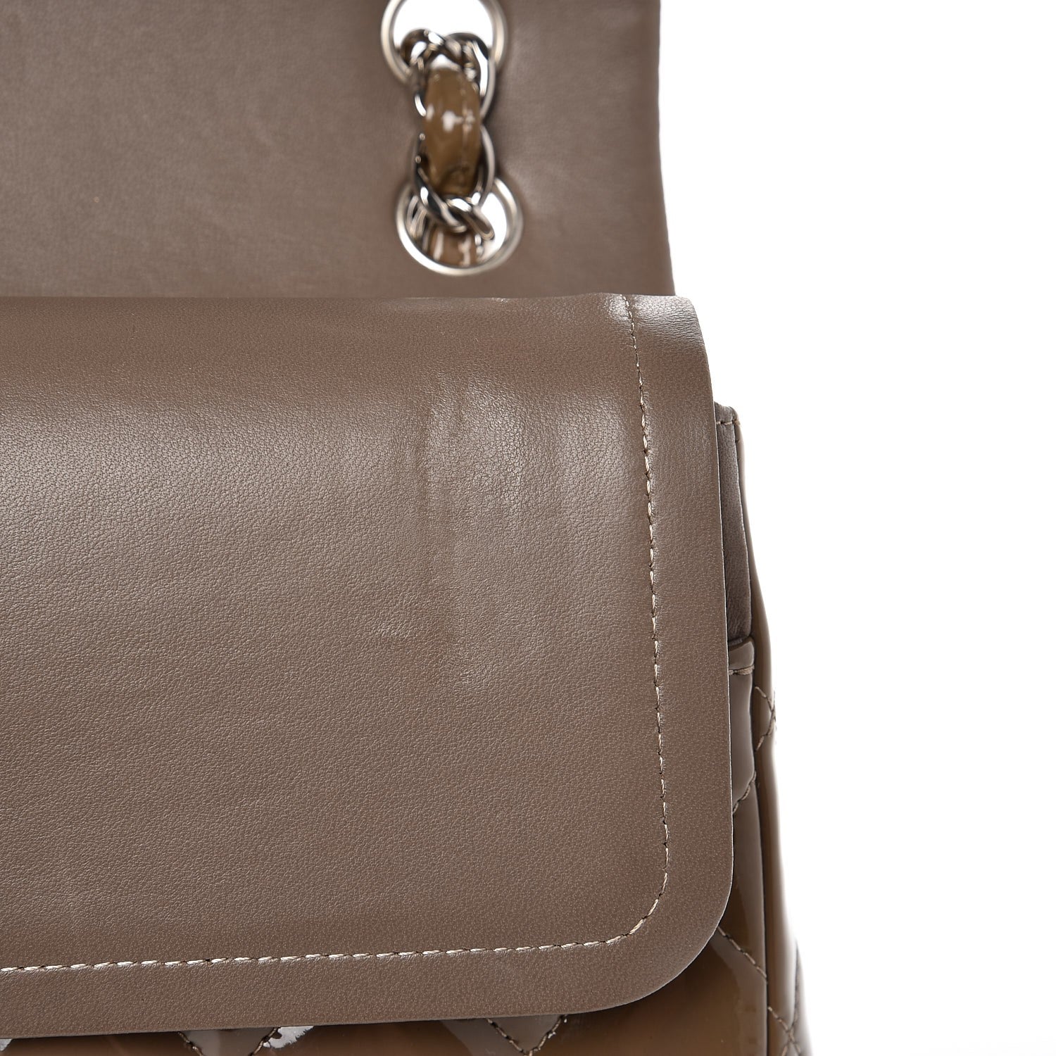 Chanel Patent Quilted Jumbo Double Flap Dark Beige 14 of 14
