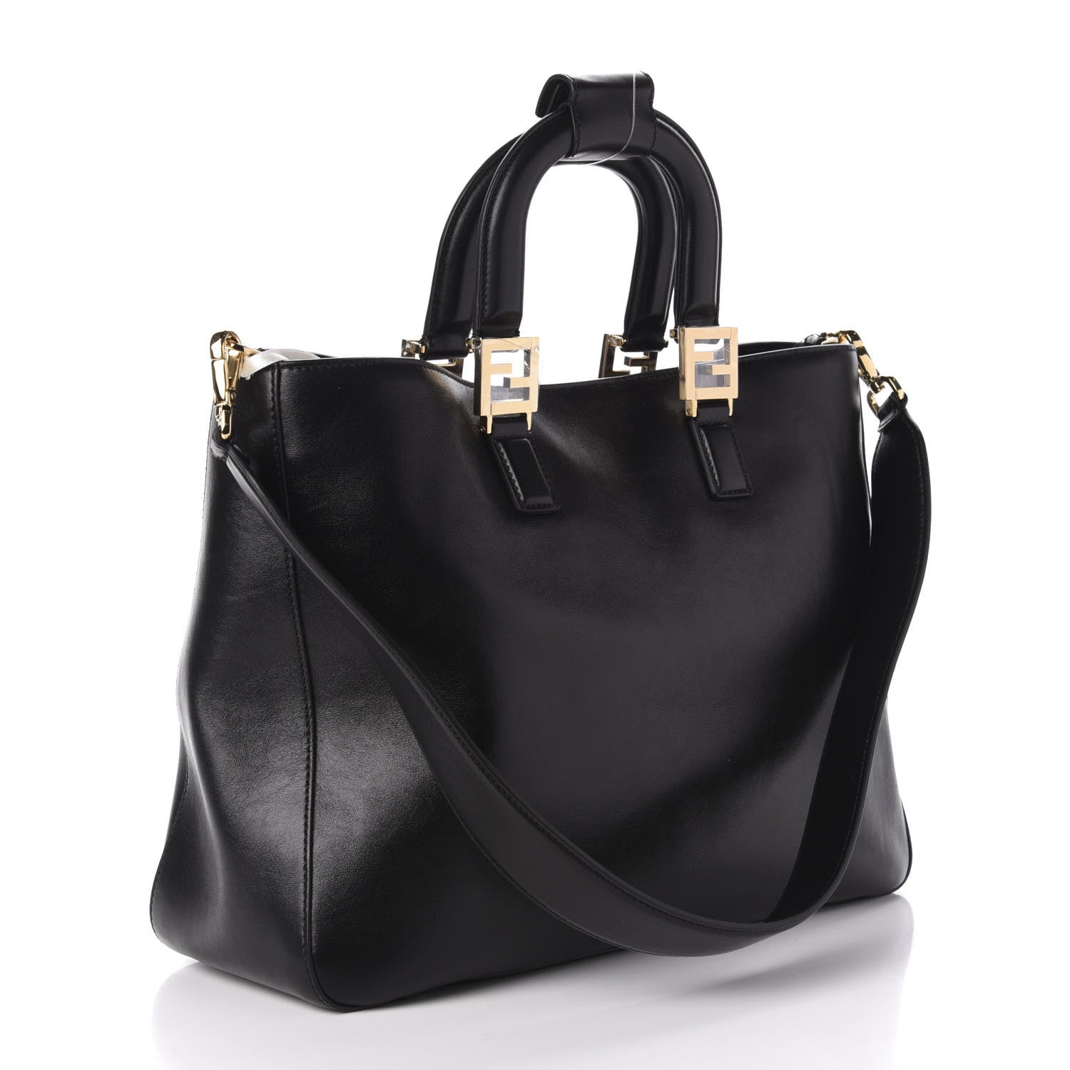 Fendi Vitello Glacier Medium FF Tote Black 3 of 10