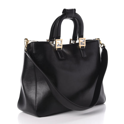Fendi Vitello Glacier Medium FF Tote Black 3 of 10