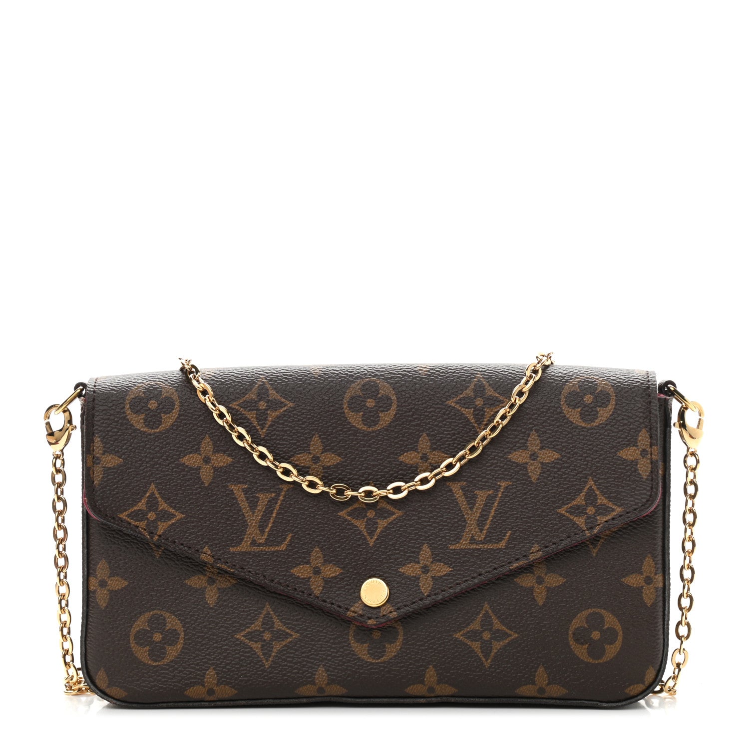 Louis Vuitton Monogram Pochette Felicie Chain Wallet Fuchsia 2 of 12