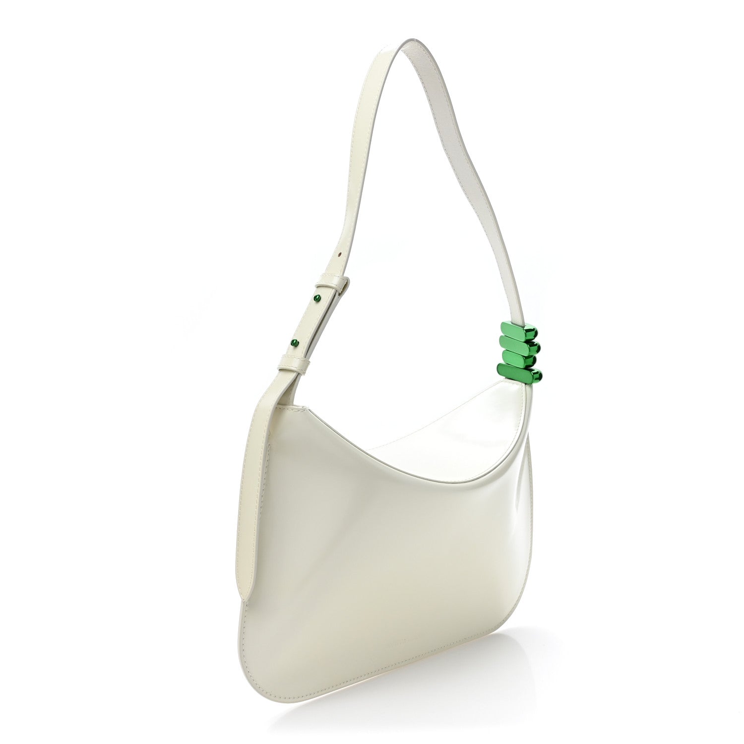Bottega Veneta Brushed Calfskin Cradle Fold Over Shoulder Bag White Parakeet 3 of 10