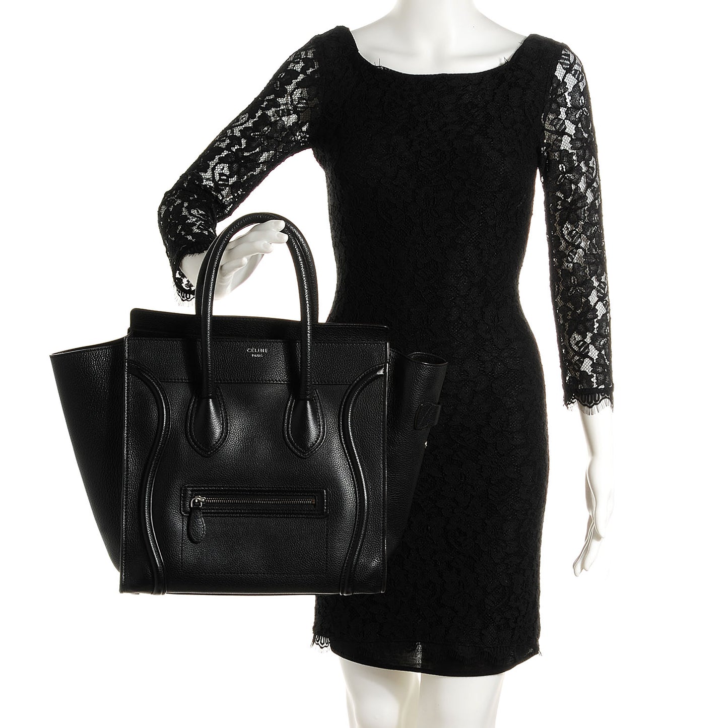 Drummed Calfskin Mini Luggage Black