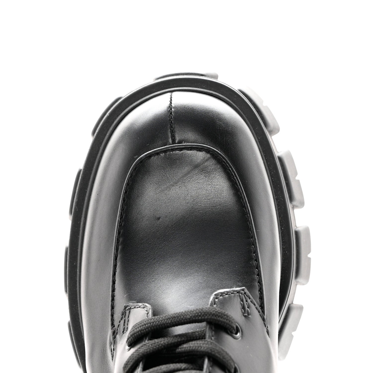 Prada Vitello Lux Nylon Metal Triangle Logo Monolith Pouch Pocket 55mm Tall Combat Boots 36 Black 13 of 13