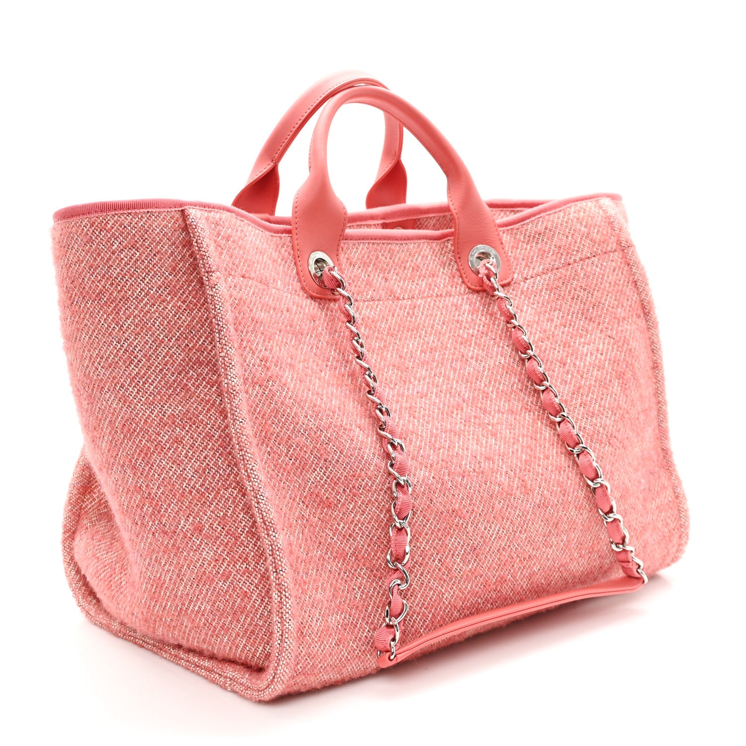 Chanel Mixed Fibers Calfskin Medium Deauville Tote Pink 3 of 12