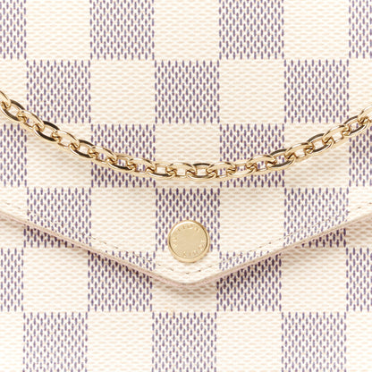 Louis Vuitton Damier Azur Pochette Felicie Chain Wallet Rose Ballerine 15 of 17