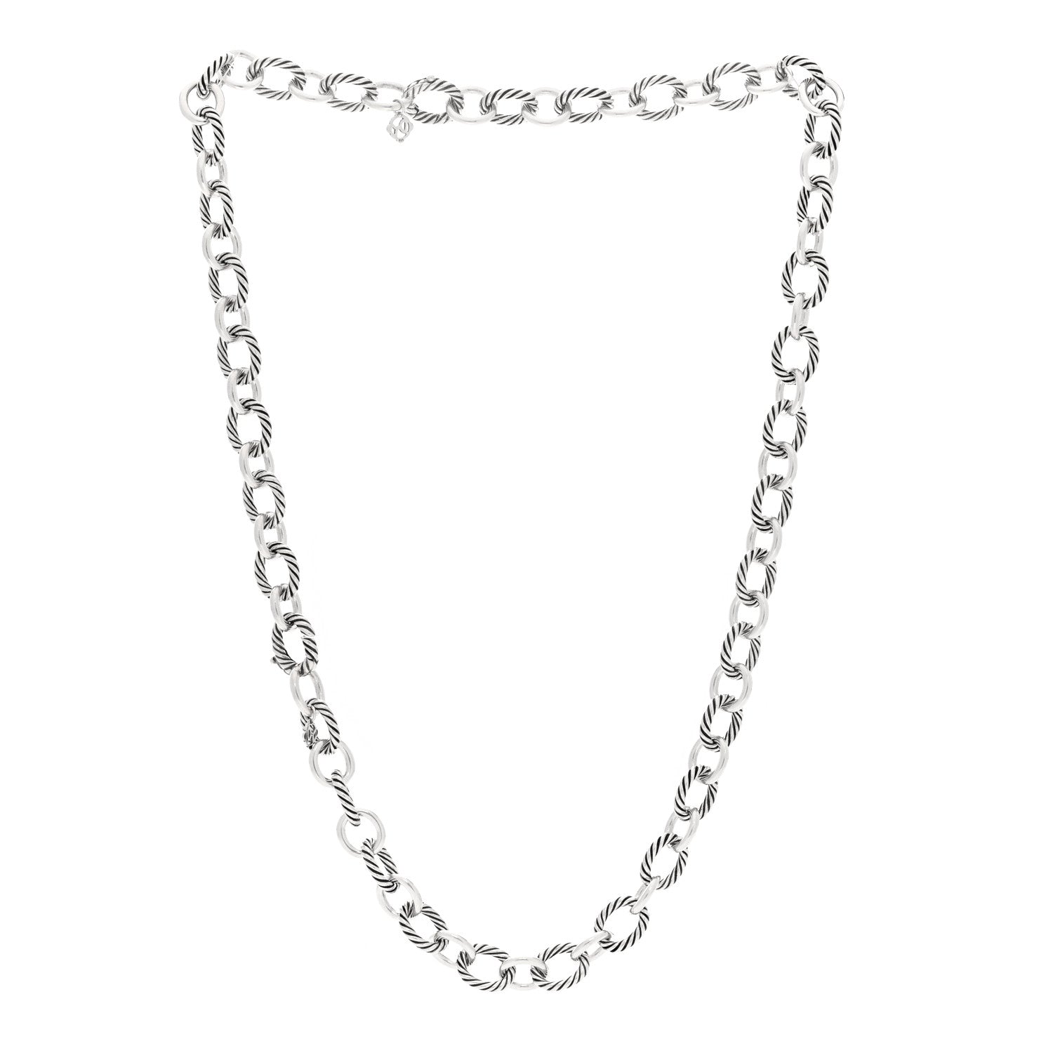 David Yurman Sterling Silver 12mm Oval Link Necklace 3 of 4