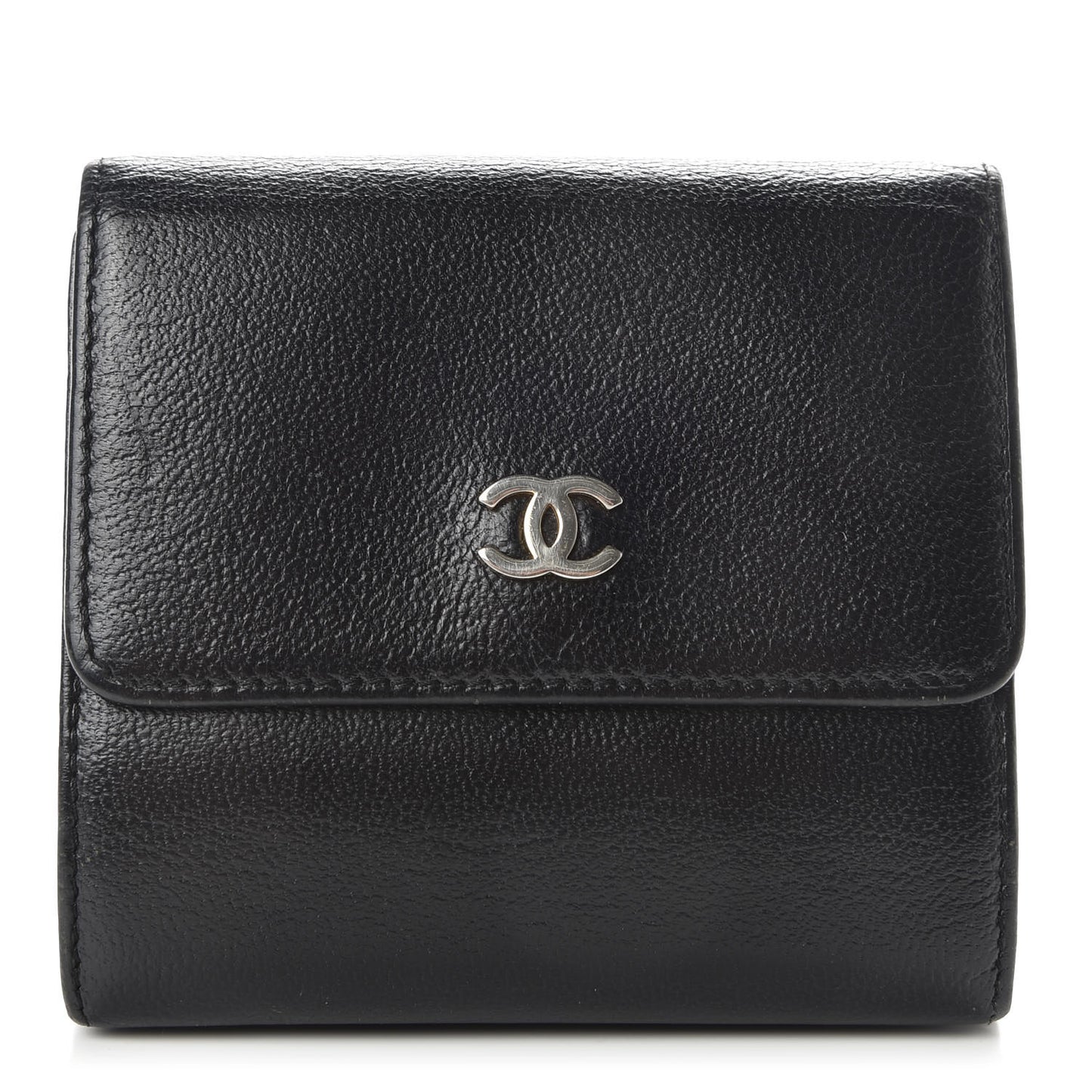 Goatskin Compact Double Sided Wallet Black