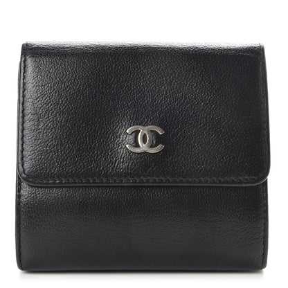 Chanel Goatskin Compact Double Sided Wallet Black 1 of 9