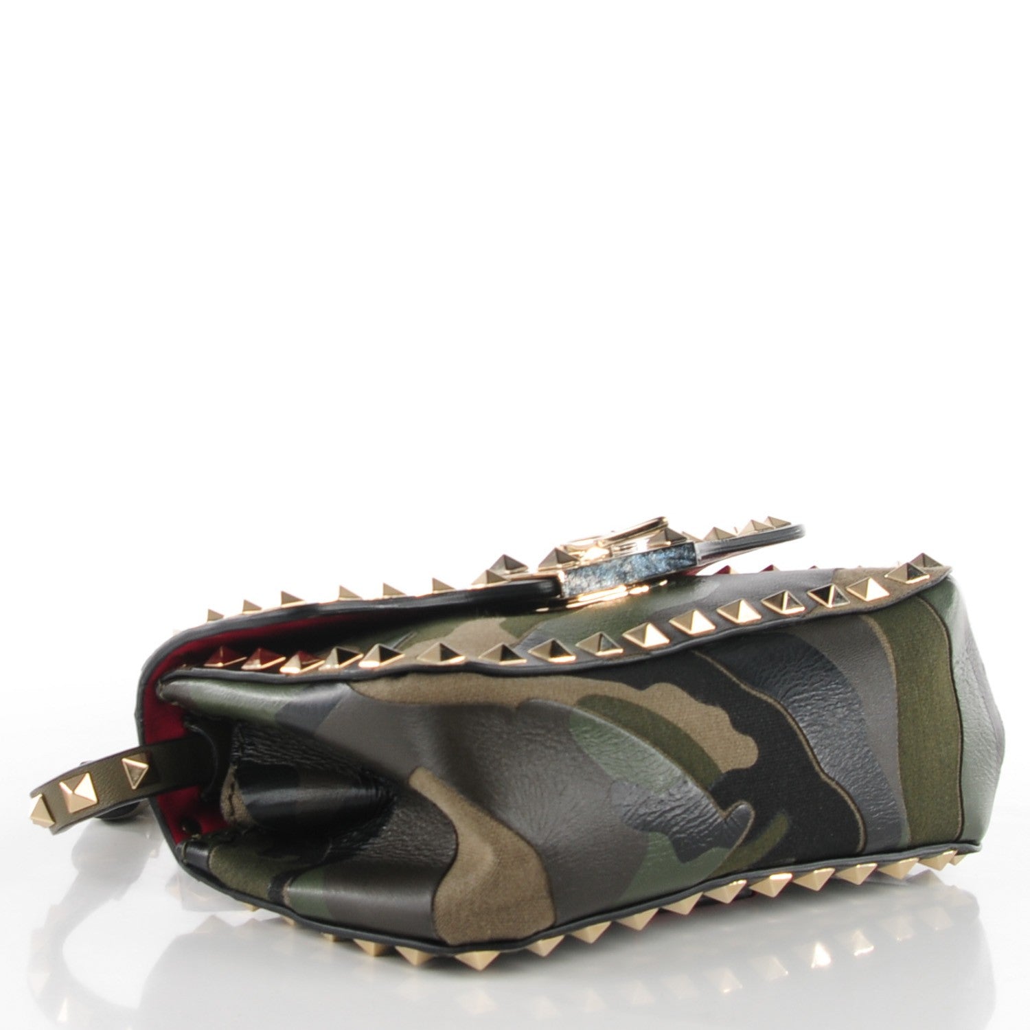 Valentino Garavani Nappa Canvas Camouflage Mini Rockstud Flap Saddle Crossbody Bag Safari 4 of 8