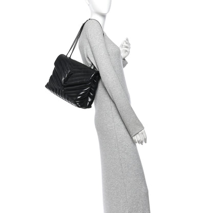 Saint Laurent Calfskin Y Quilted Monogram Monochrome Medium Loulou Chain Satchel Black 2 of 11