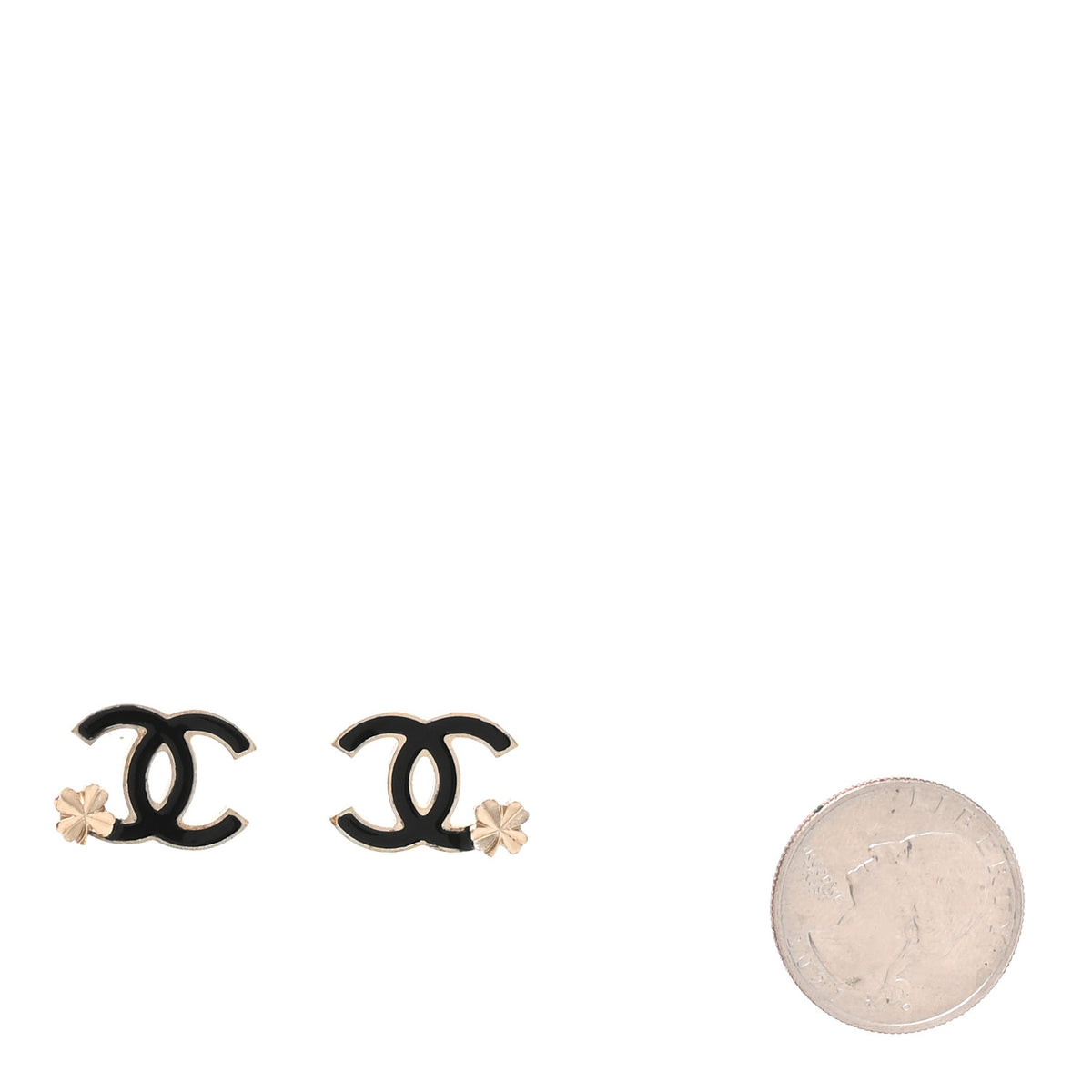 Chanel Enamel CC Clover Earrings Black Gold 2 of 4