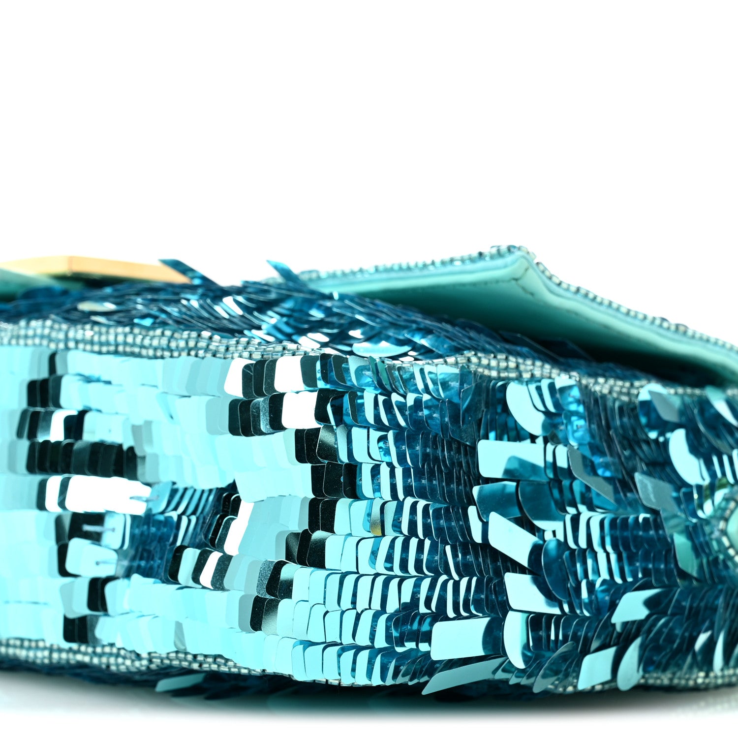 Fendi Sequin Paillettes Vitello Grace Sex and the City Baguette Spring Turquoise 11 of 11