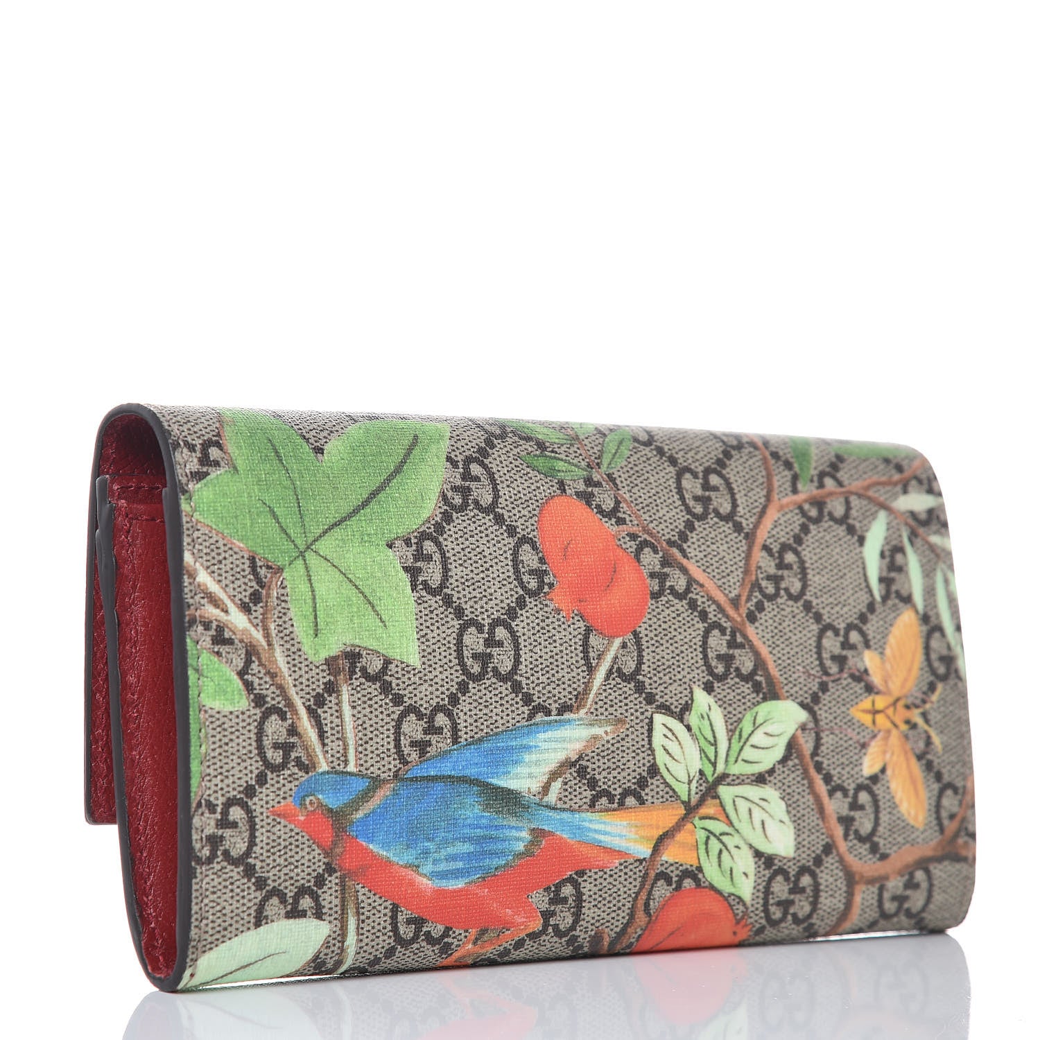 Gucci GG Supreme Monogram Tian Continental Wallet Beige Multicolor Red 3 of 8