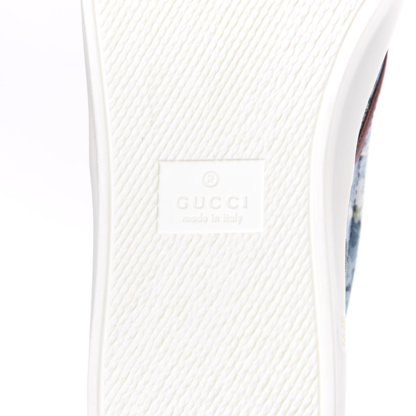 GG Supreme Monogram Blooms Womens Slip On Sneakers 37.5 Beige Blue Navy Red