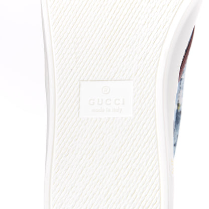 Gucci GG Supreme Monogram Blooms Womens Slip On Sneakers 37.5 Beige Blue Navy Red 7 of 8