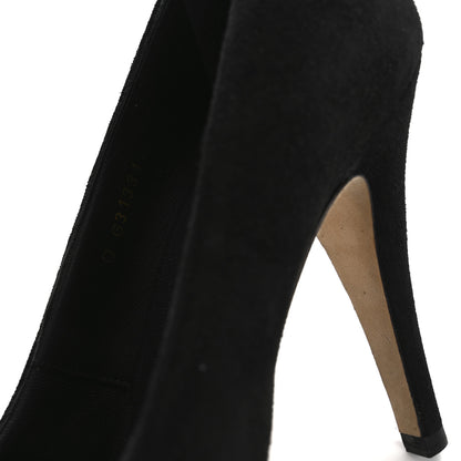 Chanel Suede Grosgrain Cap Toe CC Pumps 38 Black 8 of 11