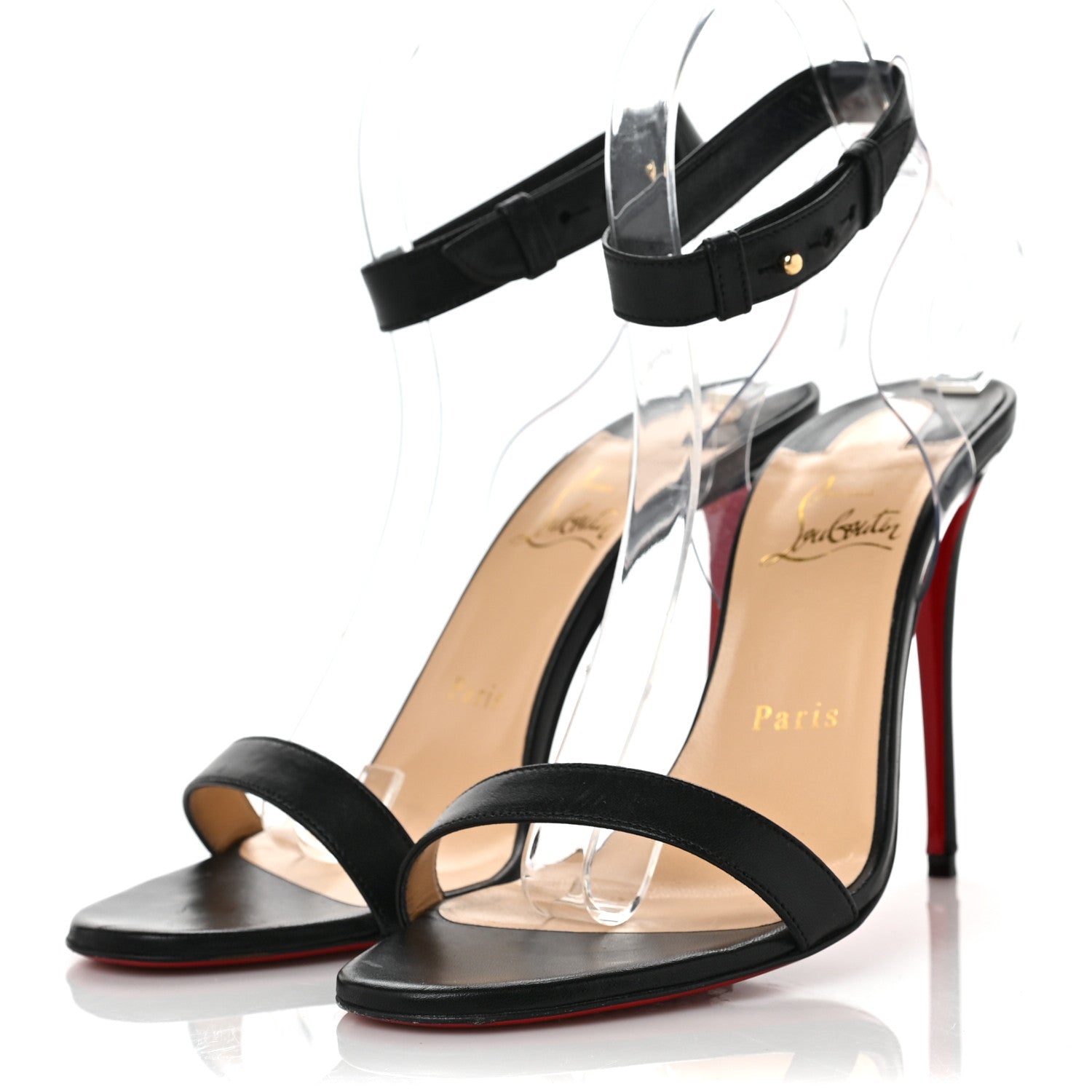 Christian Louboutin Shiny Nappa PVC Jonatina 100 Sandals 38.5 Black 3 of 9