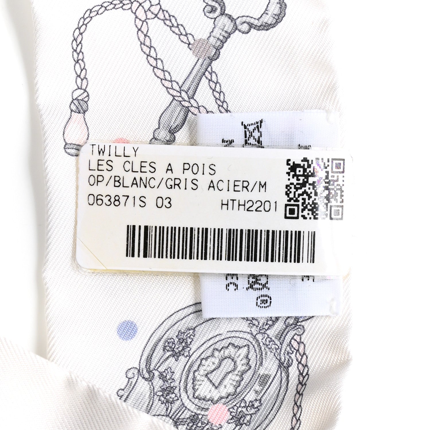 Hermes Silk Les Cles A Pois Twilly White Gris Acier 2 of 4