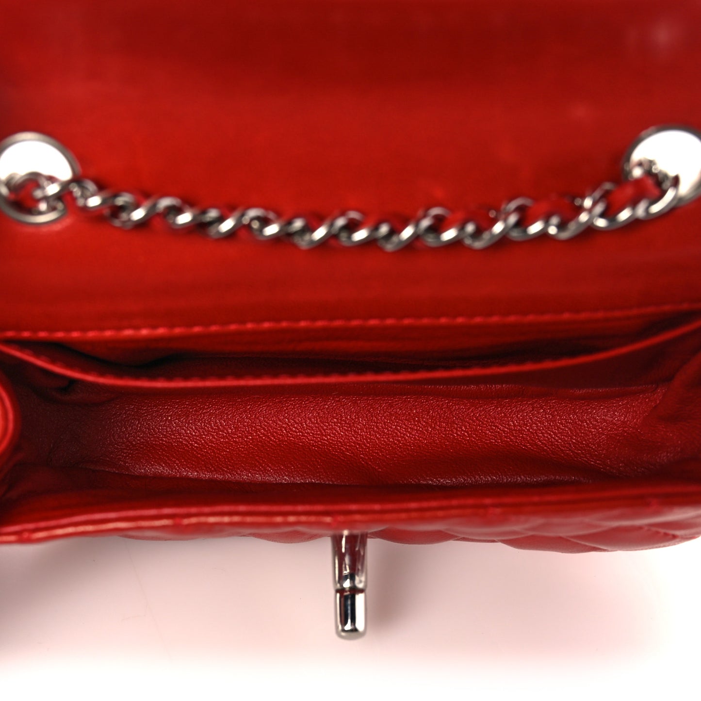 Lambskin Quilted Double Mini Flap Crossbody Red