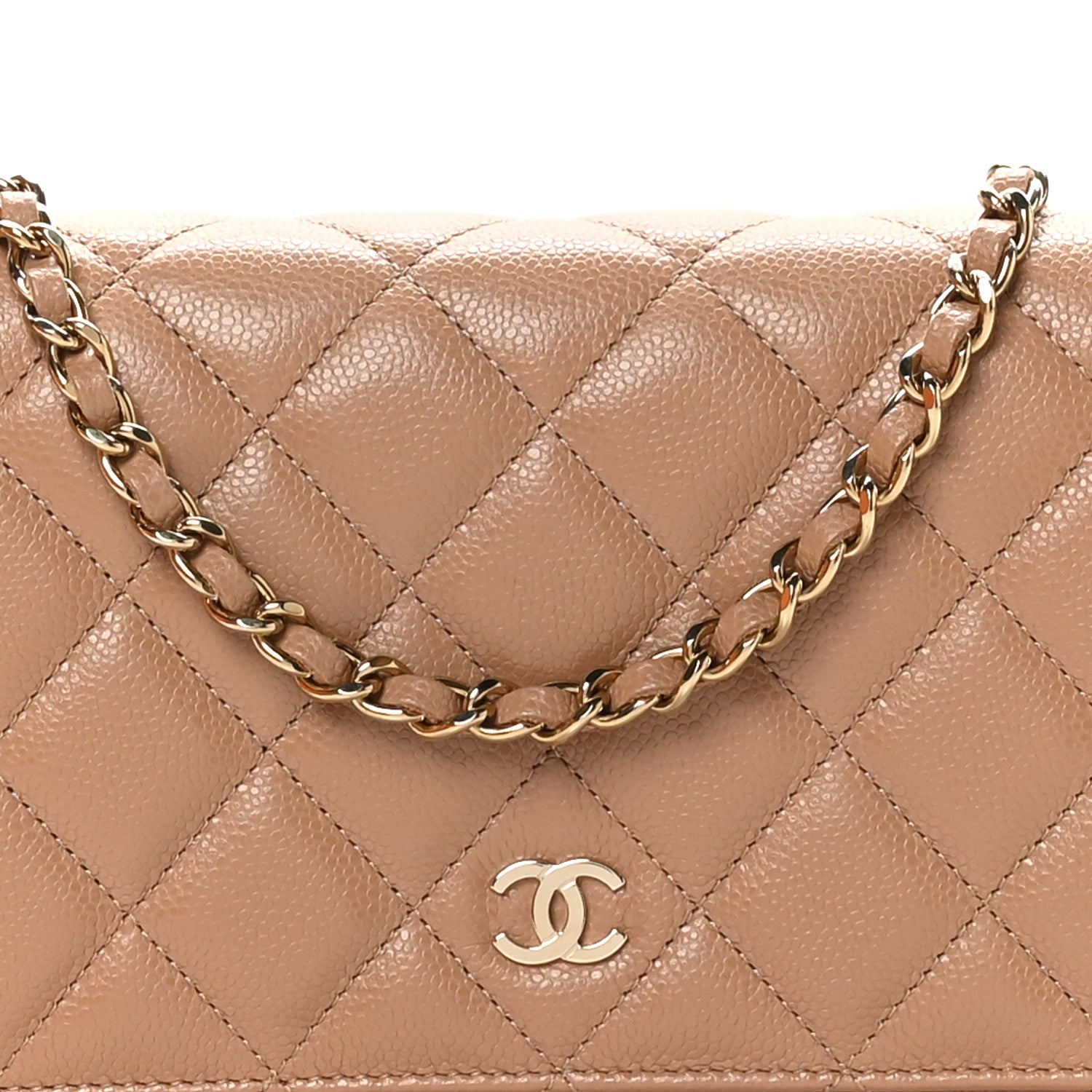Chanel Caviar Quilted Wallet on Chain WOC Dark Beige 9 of 12