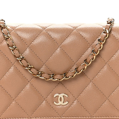 Chanel Caviar Quilted Wallet on Chain WOC Dark Beige 9 of 12