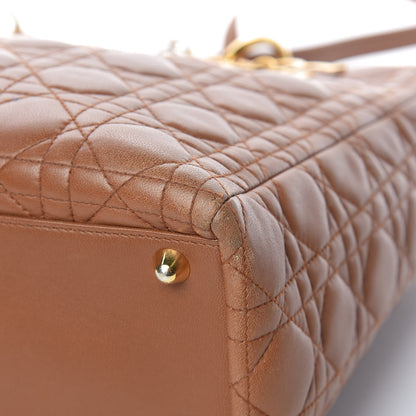 Christian Dior Lambskin Cannage Large Lady Dior Tan 24 of 33