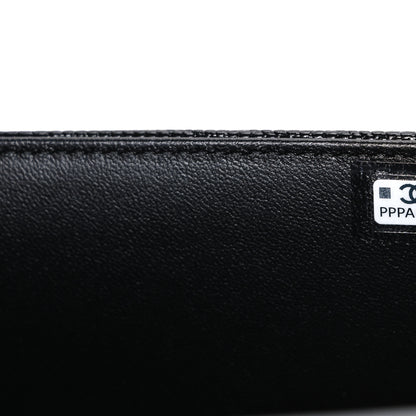 Chanel Calfskin Lizard Embossed Top Handle Long Clutch With Chain Black 8 of 12