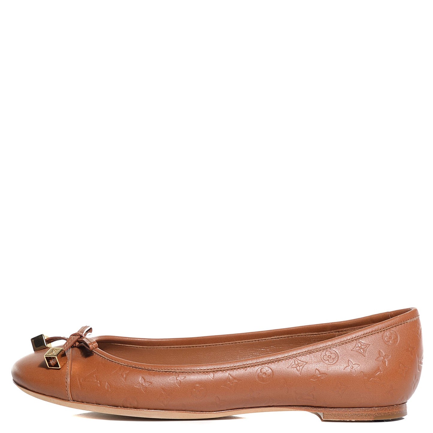 Calfskin Embossed Monogram Debbie Ballerina Flats 36 Cognac