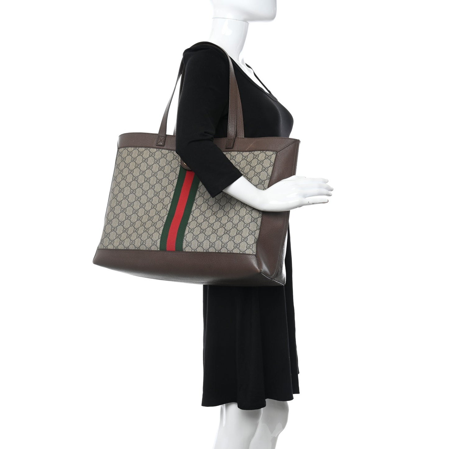 GG Supreme Monogram Web Ophidia Tote Brown